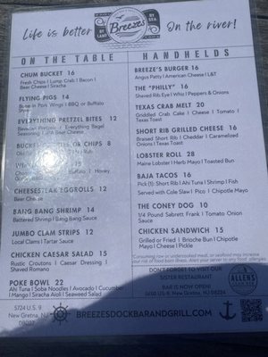 Menu photo 2 Breeze’s Dock Bar and Grill New Gretna, NJ Menu photo 2 Breeze’s Dock Bar and Grill New Gretna, NJ