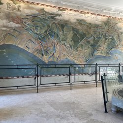 World War II Sicily-Rome American Cemetery and Memorial - One side of the memorial building shows war maps