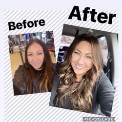 Estilo Hair and Brow Salon - Going lighter for spring. With baby highlights around face and Dreamcatchers hair extensions
