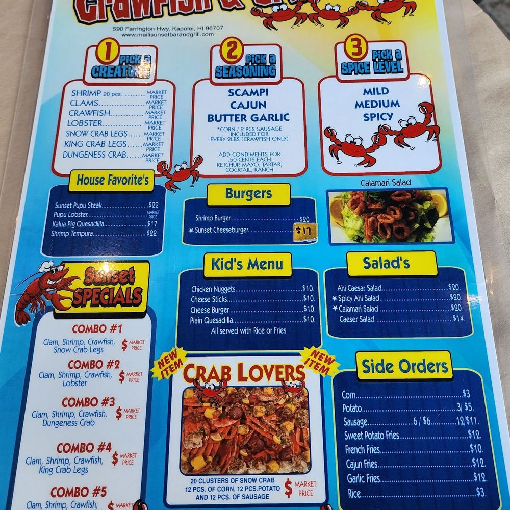 Da Crawfish and Crabshack - menu - Seafood Near Me - Kapolei, Hawaii