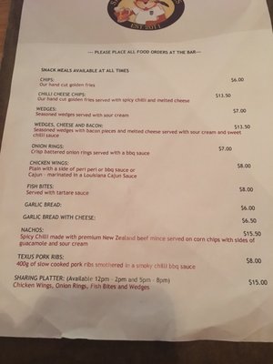 Menu photo 2 Spitting Feathers Auckland, AUK