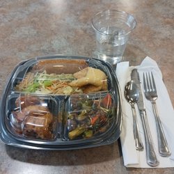 Hy-Vee - Managers special $9.99 two entrées, rice (they let me switch to thin noodles), and 2 appetizers