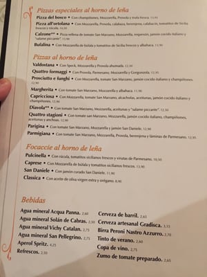 Menu photo 4 Trattoria Pulcinella Madrid, M Menu photo 4 Trattoria Pulcinella Madrid, M