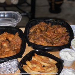 Hogbody's Bar & Grill - Hot and Sweet Chili Chicken wings, fries and coleslaw and delicious ranch dressing.