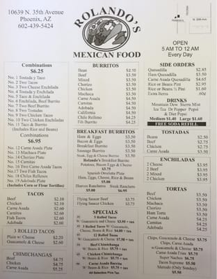 Menu photo 7 Rolando's Mexican Food Phoenix, AZ