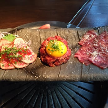 YAZAWA - Wagyu trio: Seared tataki, wagyu carpaccio, and tartare w/ egg - Japanese Near Me - Beverly Hills, California YAZAWA - Wagyu trio: Seared tataki, wagyu carpaccio, and tartare w/ egg - Japanese Near Me - Beverly Hills, California