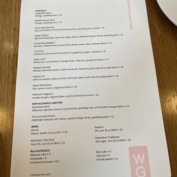 Willmott's Ghost - menu - Italian Near Me - Seattle, Washington