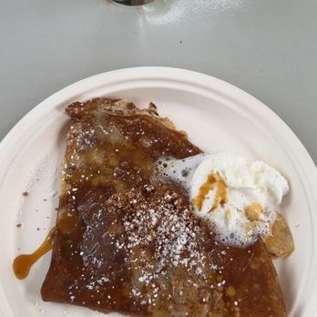 LA Paris Creperie - Sweet Crepe with Carmelized Apples, Carmel drizzle, crumble and whipped cream - 10/10 delicious! - Caterers Near Me LA Paris Creperie - Sweet Crepe with Carmelized Apples, Carmel drizzle, crumble and whipped cream - 10/10 delicious! - Caterers Near Me