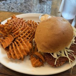 Brews Brothers Bistro - Sweet korean crispy chicken sandwich with waffle fries