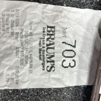 Braum's Ice Cream & Dairy Store - The receipt - Ice Cream & Frozen Yogurt Near Me - Decatur, Texas Braum's Ice Cream & Dairy Store - The receipt - Ice Cream & Frozen Yogurt Near Me - Decatur, Texas