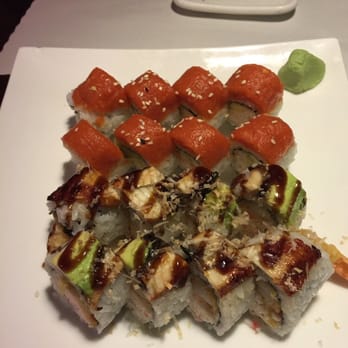 Sushi Dake - Top Roll: Red Dragon Roll Bottom Roll: Energy Roll - Sushi Bars Near Me - Anaheim, California Sushi Dake - Top Roll: Red Dragon Roll Bottom Roll: Energy Roll - Sushi Bars Near Me - Anaheim, California