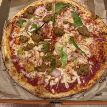 Blaze Pizza - 11" build your own sausage, green pepper and onion pie - Pizza Near Me - Lutz, Florida Blaze Pizza - 11" build your own sausage, green pepper and onion pie - Pizza Near Me - Lutz, Florida