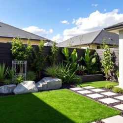 Citadel Outdoor Works - Backyard Remodel
Trees, Artificial Turf, Pavers, and gravel