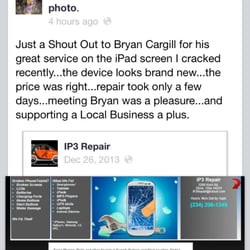 iP3 Repair - Another great review for iP3 Repair...iPad 2!!