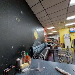 the interior of a diner