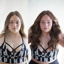 The Desert Salon - Before and after Bellami hair extensions