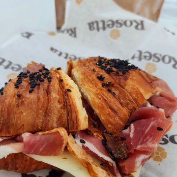 Rosetta Bakery - Delicious Prosciutto and Provolone Croissant sandwich is what I picked! Freshly made that morning. - Bakeries Near Me - Aventura, Florida