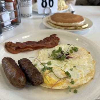Aloha Stacks - The fundamentals done to perfection  Bacon Buttermilk Pancakes Side of Eggs (2 pcs) - Pancakes Near Me - Cerritos, California