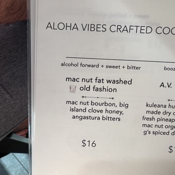 Aloha Vibes - Menu - Cocktail Bars Near Me - Kailua-Kona, Hawaii