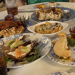 Saturday Brunch: Chicken and Waffles Breakfast Burrito with sausage and bacon Loaded toast Brunch Burger Seasonal Hash Saturday Brunch: Chicken and Waffles Breakfast Burrito with sausage and bacon Loaded toast Brunch Burger Seasonal Hash