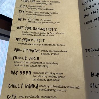 Bar Underdog - Menu - Cocktail Bars Near Me - Palo Alto, California Bar Underdog - Menu - Cocktail Bars Near Me - Palo Alto, California