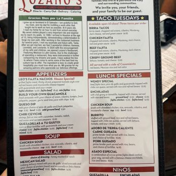 Lozano’s - Menu - Mexican Near Me - Richmond, Texas