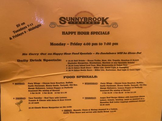 Menu photo 8 Sunnybrook Tavern Fort Washington, MD