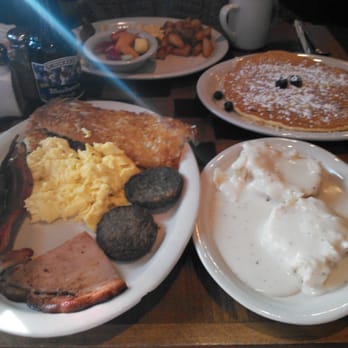 Old West Cafe - This is the Wrangler breakfast, with a lemon blueberry pancake - Breakfast & Brunch Near Me - Grapevine, Texas Old West Cafe - This is the Wrangler breakfast, with a lemon blueberry pancake - Breakfast & Brunch Near Me - Grapevine, Texas