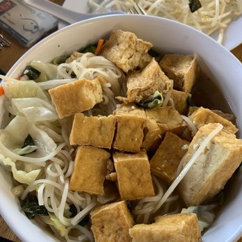 QQ Noodle - Vegetarian pho with fried tofu on top - Vietnamese Near Me - Marina, California