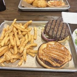 Bobby Rai's Sports Grill - Bobby Rai's Burger and Fries along with onion rings