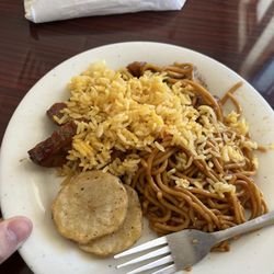 Grand Shanghai Buffet - Potatoes, fried rice, and a noodle dish.