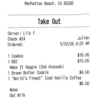 Bread Head - What my cousin ordered. Prices as of 5/23/26 - Sandwiches Near Me - Manhattan Beach, California