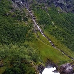 Nedgang Øvstebro Foss - waterfalls near Olden, Norway
