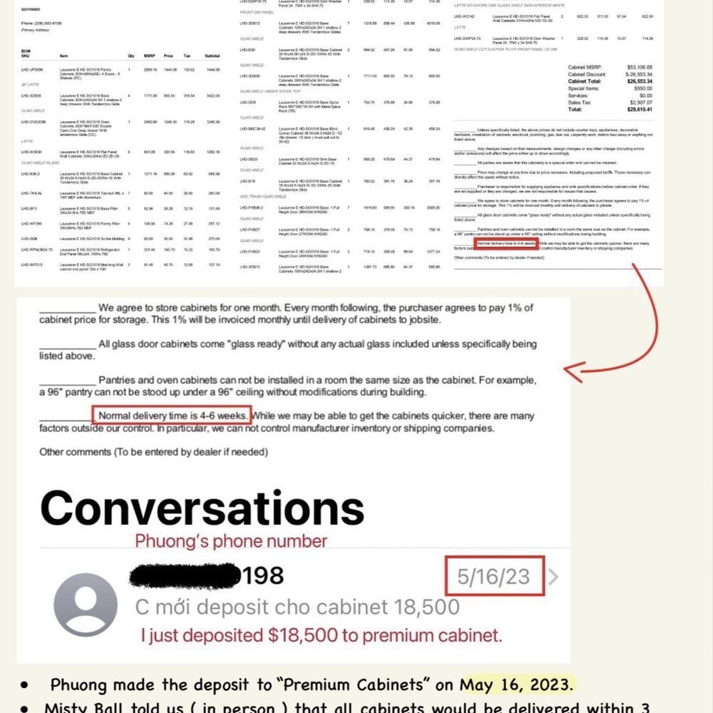 Deposit was made on 5/15/2023. "Delivery time is 4-6 weeks" is stated on the quote. Deposit was made on 5/15/2023. "Delivery time is 4-6 weeks" is stated on the quote.