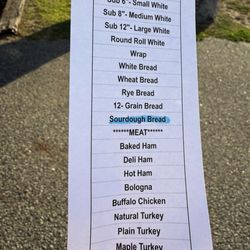 Mobil - Deli menu. Sandwich à la carte aka Choose your own sandwich.