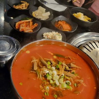 Gold Spoon - a bowl of soup and a plate of food - Korean Near Me - Carrollton, Texas