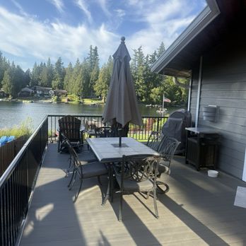 State Roofing & Exteriors - Top view of the back deck and railing using Timbertech - Roofing Near Me - Seattle, Washington State Roofing & Exteriors - Top view of the back deck and railing using Timbertech - Roofing Near Me - Seattle, Washington