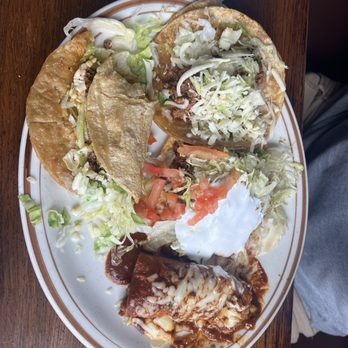 Mexico Lindo - #2 combination platter Enchilada, Taco, Tostada - Mexican Near Me - Lapeer, Michigan