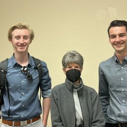 Porchswing Technology & Senior Services - Sean Kearney (left) and Evan Holcomb (right) with one of our students after an iPhoto basics class at the Auburn Senior Center in Auburn, CA