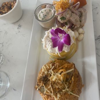 El Rincón De Jorgito - Trio de ceviche arroz con mariscos and Causa - Peruvian Near Me - San Francisco, California El Rincón De Jorgito - Trio de ceviche arroz con mariscos and Causa - Peruvian Near Me - San Francisco, California