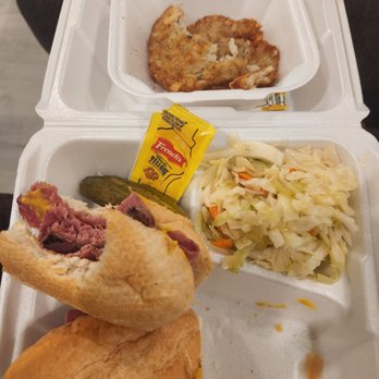 Katz's - 50/50 corn beef/pastrami and potato pancakes - Delis Near Me - Houston, Texas Katz's - 50/50 corn beef/pastrami and potato pancakes - Delis Near Me - Houston, Texas
