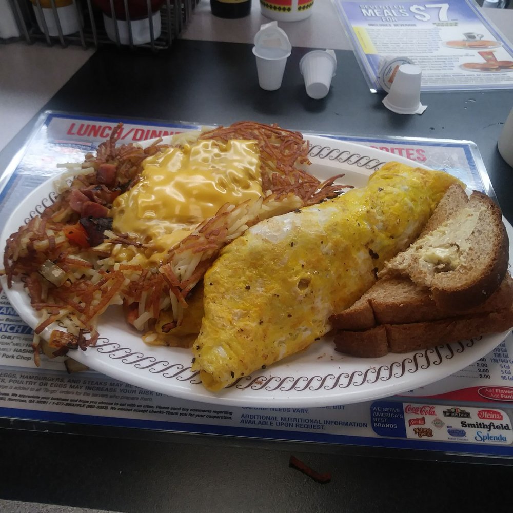 Omelette and hash browns Omelette and hash browns