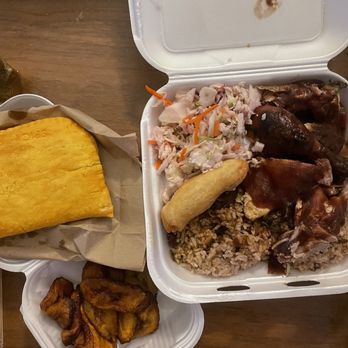 D's Island Grill JA - Jerk Chicken Combo, Plantains, Beef Patty - Caribbean Near Me - Tucson, Arizona D's Island Grill JA - Jerk Chicken Combo, Plantains, Beef Patty - Caribbean Near Me - Tucson, Arizona