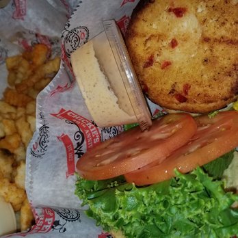 Chickie's and Pete's - "Crab" cake sandwich, don't waste your money...too much "filler" ruins the CRAB - American Near Me - Philadelphia, Pennsylvania Chickie's and Pete's - "Crab" cake sandwich, don't waste your money...too much "filler" ruins the CRAB - American Near Me - Philadelphia, Pennsylvania