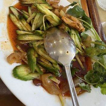 Shanghai House - Ripoff.  They give us all cucumber for the beef tendon dish - Shanghainese Near Me - San Francisco, California