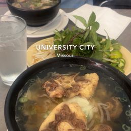 P6. Phở Đuôi Bò / Oxtails Phở (in the front) P3. Phở Tái, Bò Viên / Eye-round Steak, Meatballs Phở (in the back)