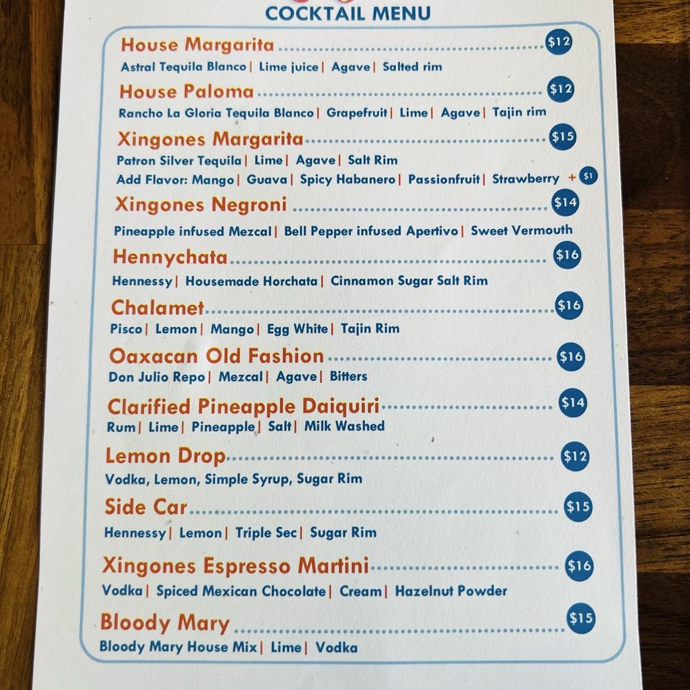 Xingones Cantina - Cocktail Menu - Tacos Near Me - Oakland, California Xingones Cantina - Cocktail Menu - Tacos Near Me - Oakland, California