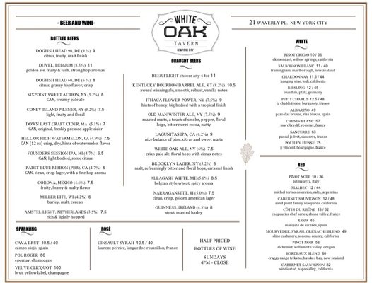 Menu photo 6 White Oak Tavern New York, NY