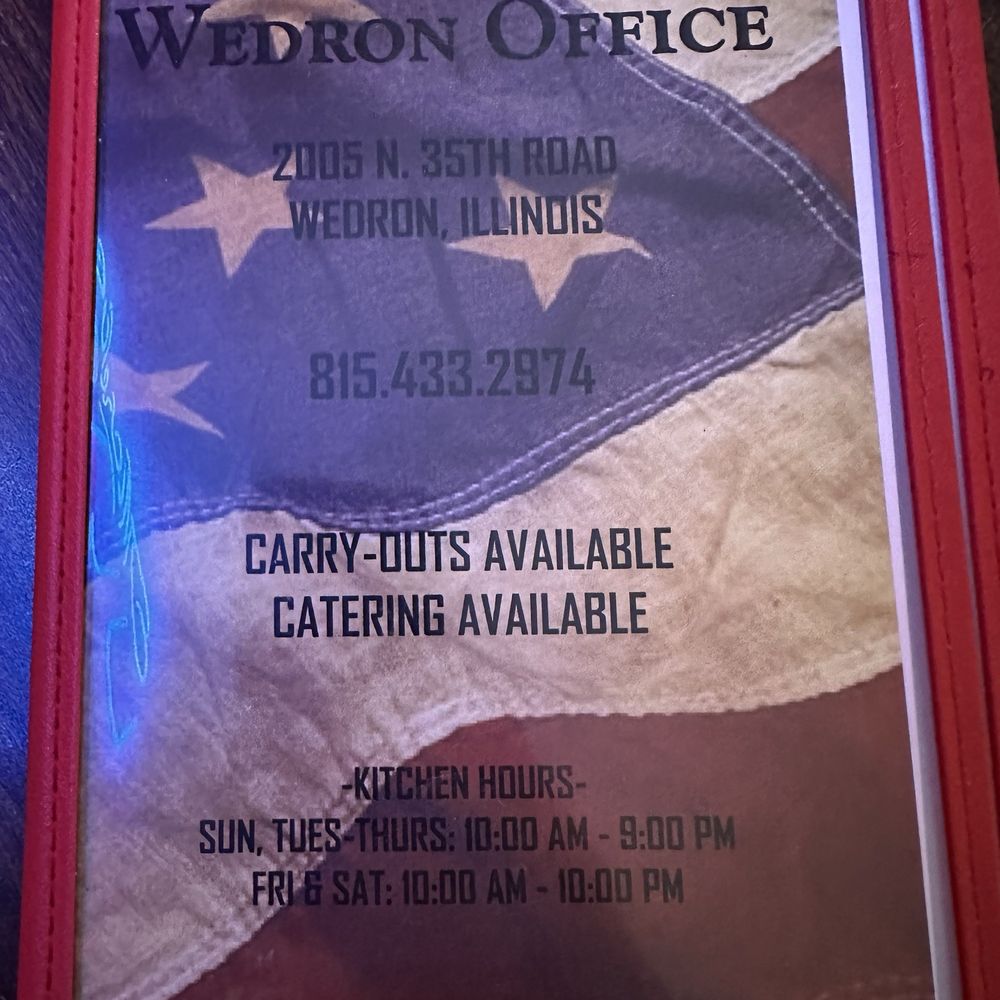Wedron Office - Menu Cover - American Near Me - Ottawa, Illinois