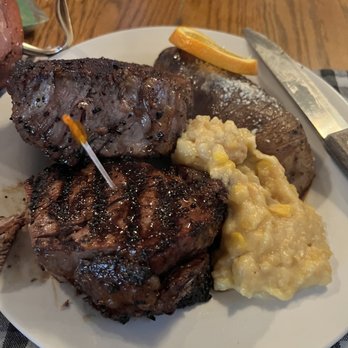 Gobblers Roost - Filet, potato, and corn pudding - Steakhouses Near Me - Nevada, Missouri